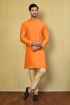 Buy_Arihant Rai Sinha_Orange Cotton Plain Solid Kurta Set_at_Aza_Fashions