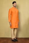 Arihant Rai Sinha_Orange Cotton Plain Solid Kurta Set_at_Aza_Fashions