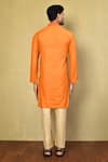 Shop_Arihant Rai Sinha_Orange Cotton Plain Embroidered Neck Kurta Set_at_Aza_Fashions