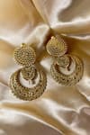 Raga Baubles_Gold Plated Carved Mughal Art Earrings_Online_at_Aza_Fashions