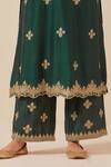 Buy Ikshita Choudhary Green Chanderi Silk Cut Work, Embroidery Split Floral Kurta And Flared Pant Set Online at Aza Fashions Buy_Ikshita Choudhary_Green Chanderi Silk Cut Work, Embroidery Split Floral Kurta And Flared Pant Set _Online_at_Aza_Fashions