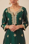 Ikshita Choudhary Green Chanderi Silk, Tissue, Organza Beads, Sequins, Cut Work, Floral Kurta Set at Aza Fashions Ikshita Choudhary_Green Chanderi Silk, Tissue, Organza Beads, Sequins, Cut Work, Floral Kurta Set _at_Aza_Fashions