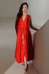 Buy_Kavya Singh Kundu_Red Dione Handwoven Mulberry Silk Dress _Online_at_Aza_Fashions