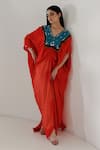 Buy_Kavya Singh Kundu_Red Anka Handwoven Mulberry Silk Kaftan _at_Aza_Fashions