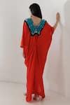 Shop_Kavya Singh Kundu_Red Anka Handwoven Mulberry Silk Kaftan _at_Aza_Fashions