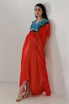 Kavya Singh Kundu_Red Anka Handwoven Mulberry Silk Kaftan _Online_at_Aza_Fashions