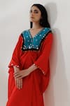 Buy_Kavya Singh Kundu_Red Anka Handwoven Mulberry Silk Kaftan _Online_at_Aza_Fashions