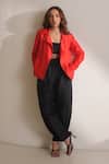 Buy_Kavya Singh Kundu_Red Azra Handwoven Mulberry Silk Blazer_at_Aza_Fashions