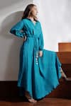 Buy_Kavya Singh Kundu_Blue Juno Handwoven Mulberry Silk Dress_at_Aza_Fashions