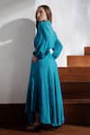 Shop_Kavya Singh Kundu_Blue Juno Handwoven Mulberry Silk Dress_at_Aza_Fashions