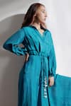 Kavya Singh Kundu_Blue Juno Handwoven Mulberry Silk Dress_Online_at_Aza_Fashions
