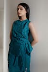 Kavya Singh Kundu_Blue Vega Handwoven Mulberry Silk Top With Skirt_Online_at_Aza_Fashions