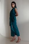 Buy_Kavya Singh Kundu_Blue Vega Handwoven Mulberry Silk Top With Skirt_Online_at_Aza_Fashions