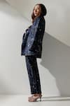 Buy_Kavya Singh Kundu_Black Handwoven Mulberry Silk Print Nova Blazer With Trouser _Online_at_Aza_Fashions