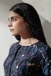 Kavya Singh Kundu_Black Handwoven Mulberry Silk Print Splatter Round Neck Aurora Top _Online_at_Aza_Fashions