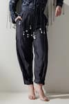 Shop_Kavya Singh Kundu_Black Handwoven Mulberry Silk Plain Leia Trouser _at_Aza_Fashions