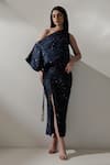 Buy_Kavya Singh Kundu_Black Handwoven Mulberry Silk Print Splatter Sirius Dress _at_Aza_Fashions