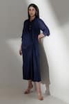 Buy_Kavya Singh Kundu_Blue Handwoven Mulberry Silk Plain Collared Neck Maia Dress  _at_Aza_Fashions