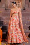 Buy_Elena Singh_Multi Color Crepe Hand Embroidered Duaa Printed Lehenga And Draped Blouse Set _at_Aza_Fashions