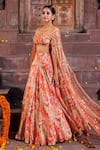 Elena Singh_Multi Color Crepe Hand Embroidered Duaa Printed Lehenga And Draped Blouse Set _Online_at_Aza_Fashions