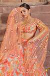 Buy_Elena Singh_Multi Color Crepe Hand Embroidered Duaa Printed Lehenga And Draped Blouse Set _Online_at_Aza_Fashions