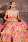 Buy_Elena Singh_Multi Color Crepe Hand Embroidered Hamera Blouse Printed Lehenga Set _Online_at_Aza_Fashions