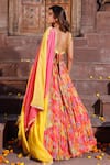 Shop_Elena Singh_Multi Color Georgette Hand Embroidered Maya Printed Crinkled Lehenga Set _at_Aza_Fashions