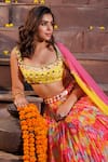 Elena Singh_Multi Color Georgette Hand Embroidered Maya Printed Crinkled Lehenga Set _Online_at_Aza_Fashions