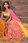 Buy_Elena Singh_Multi Color Georgette Hand Embroidered Maya Printed Crinkled Lehenga Set _Online_at_Aza_Fashions