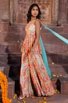 Elena Singh_Multi Color Georgette Sada Printed Draped Peplum Top And Sharara Set _Online_at_Aza_Fashions