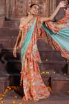 Buy_Elena Singh_Multi Color Safiya Printed Ruffle Pre-draped Saree With Blouse _Online_at_Aza_Fashions