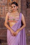 Buy_Elena Singh_Purple Saree Georgette Hand Embroidered Zaria Pre-stitched With Blouse _Online_at_Aza_Fashions