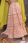 Elena Singh_Multi Color Crepe Printed Abstract Sweetheart Fitri Tiered Lehenga And Blouse Set _Online_at_Aza_Fashions