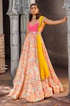 Buy_Elena Singh_Pink Crepe Printed Abstract Sweetheart Neck Zunaira Anarkali With Dupatta _at_Aza_Fashions