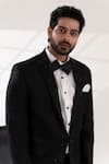 Tira by Naresh Raj_Black Terriwool And Cotton Embroidered Sequin Placement Tuxedo Pant Set _at_Aza_Fashions