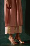 Charkhee_Pink Kurta And Dupatta Chanderi Embellished Gota Notched Yoke Set _at_Aza_Fashions