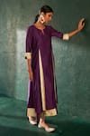 Charkhee_Purple Kurta And Dupatta Chanderi Embellished Gota Notched Placement Set _Online_at_Aza_Fashions