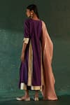 Shop_Charkhee_Purple Chanderi, , Satin Gota Patti Split Embellished Kurta Set _at_Aza_Fashions