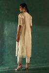 Shop_Charkhee_Off White Silk, Cotton, Poplin, Organza Gota Patti Striped Woven Kurta Set _at_Aza_Fashions