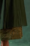 Charkhee_Green Kurta And Dupatta Chanderi Woven Stripe Pattern V Collar Palazzo Set _Online_at_Aza_Fashions