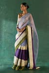 Buy_Charkhee_Purple Saree Organza And Chanderi Woven & Embroidered With Blouse For Women_at_Aza_Fashions