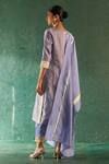 Shop_Charkhee_Purple Silk, Cotton Satin, Chanderi Gota Striped Pattern Straight Kurta Set _at_Aza_Fashions