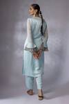 Shop_Shreeka_Blue Organza, Georgette, Silk Satin Embroidery Placement Floral Kurta With Pant _at_Aza_Fashions