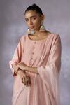 Buy_Shreeka_Pink Silk Organza Sequins, Embroidery Round Blossom Placement Kurta Pant Set _Online_at_Aza_Fashions