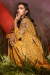 Shop_Shreeka_Yellow Silk Crepe Embroidered Floral Jacket Sequin Embellished Palazzo Set _Online_at_Aza_Fashions