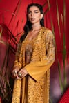 Shreeka_Yellow Silk Crepe Embroidered Floral Jacket Sequin Embellished Palazzo Set _at_Aza_Fashions