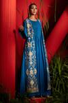 Shreeka_Blue Georgette, Crepe, Silk Sequins, Embroidery Geometric Jacket With Anarkali _Online_at_Aza_Fashions