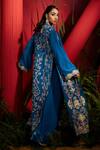 Shreeka_Blue Georgette, Crepe, Silk Sequins, Embroidery Geometric Jacket With Anarkali _at_Aza_Fashions