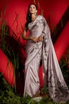 Buy_Shreeka_Purple Silk Satin Embroidered Cutdana Scoop Placement Saree With Blouse _at_Aza_Fashions