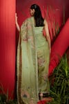 Shop_Shreeka_Green Silk Organza Embroidered Dabka Round And Zari Saree With Blouse _at_Aza_Fashions